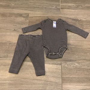 H&M Black and Tan Striped Set